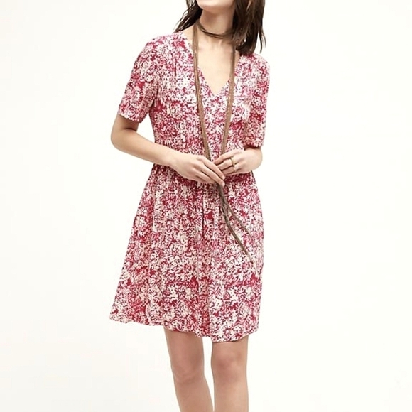 HD in Paris Anthropologie Archipelago Abstract Short Sleeve Mini Dress Pink 0 - Picture 13 of 13
